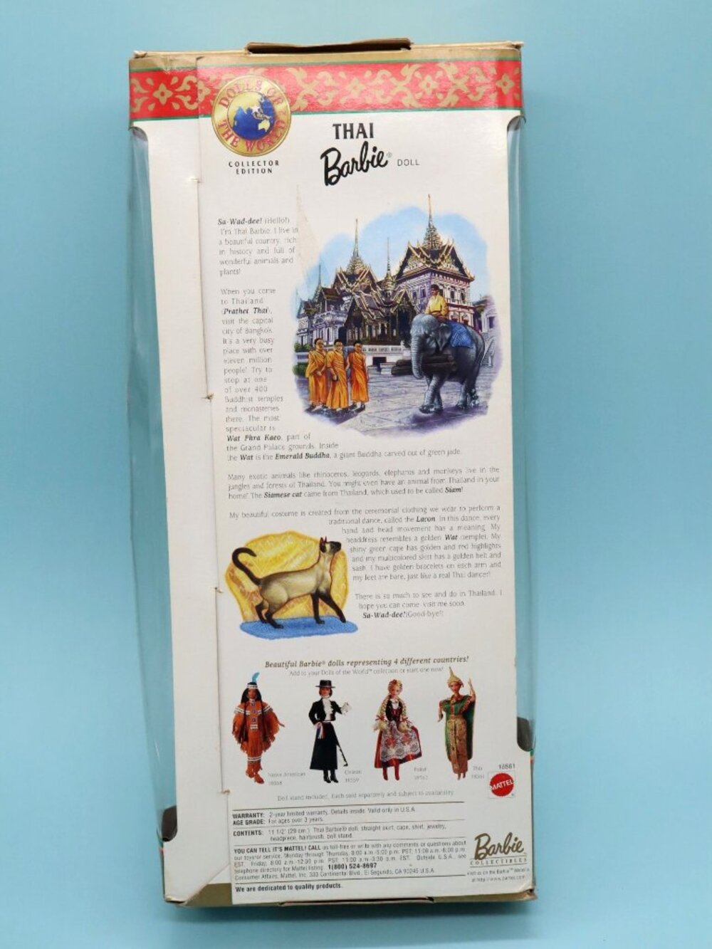 Thai Barbie Dolls of The World Collector Edition 1997 New In BAD Box - Picture 9 of 9
